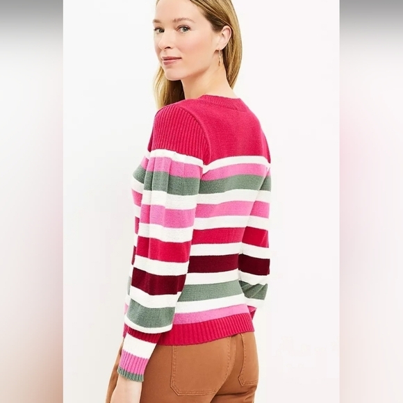LOFT WOMEN'S KNIT HONEYCOMB STITCH MULTICOLOR COLORBLOCK SWEATER SIZE MEDIUM - Picture 5 of 11